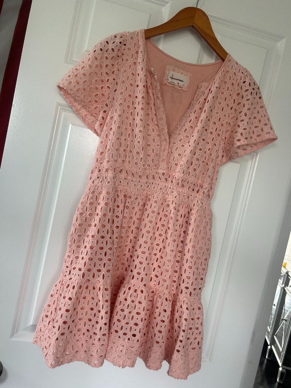 ANTHROPOLOGIE THE SOMERSET MINI EYELET DRESS m pink - Picture 2 of 3